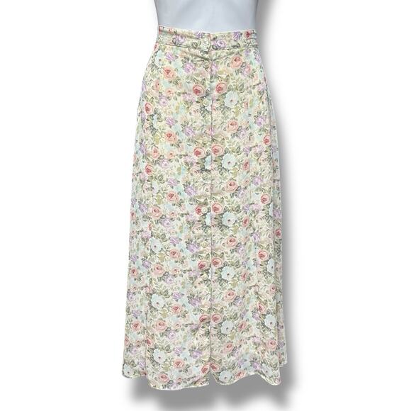 Vintage Casual Corner Midi Skirt Floral Pastel Button Front Lined Cottage Sz 10 - Picture 5 of 6
